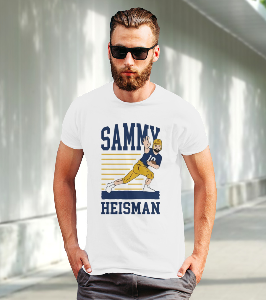 SAMMY HEISMAN 10 Football Pose With Stripes T-Shirt
