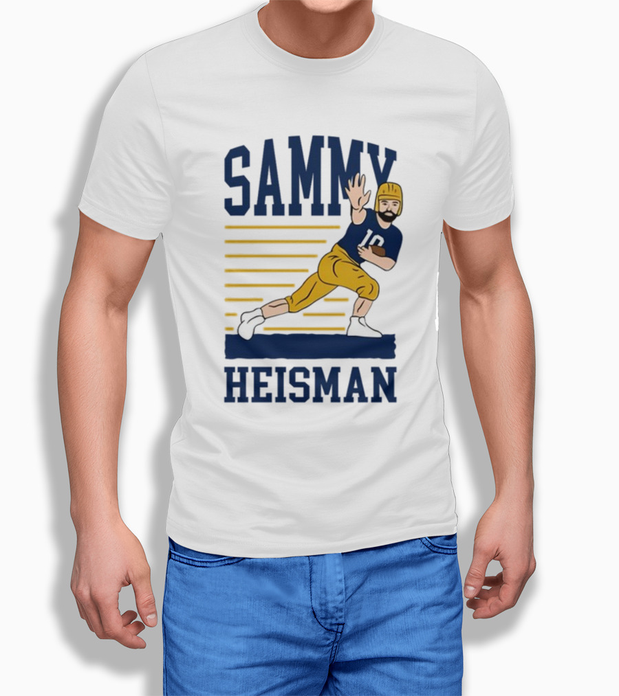 SAMMY HEISMAN 10 Football Pose With Stripes T-Shirt
