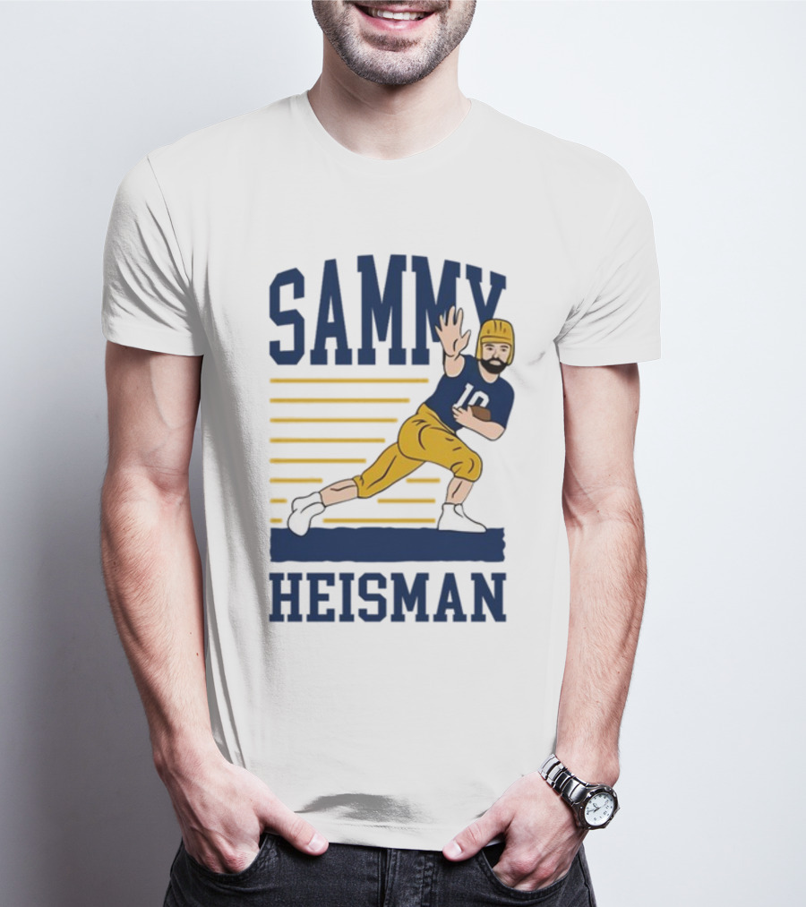 SAMMY HEISMAN 10 Football Pose With Stripes T-Shirt