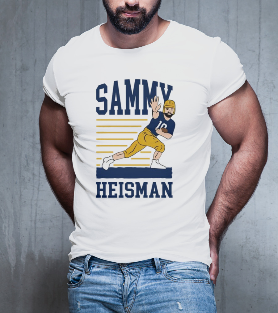 SAMMY HEISMAN 10 Football Pose With Stripes T-Shirt