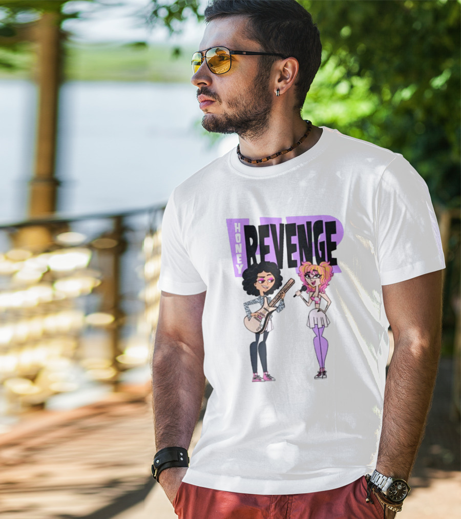 Honey Revenge Characters With Guitar And Microphone Lavender Dust T-Shirt