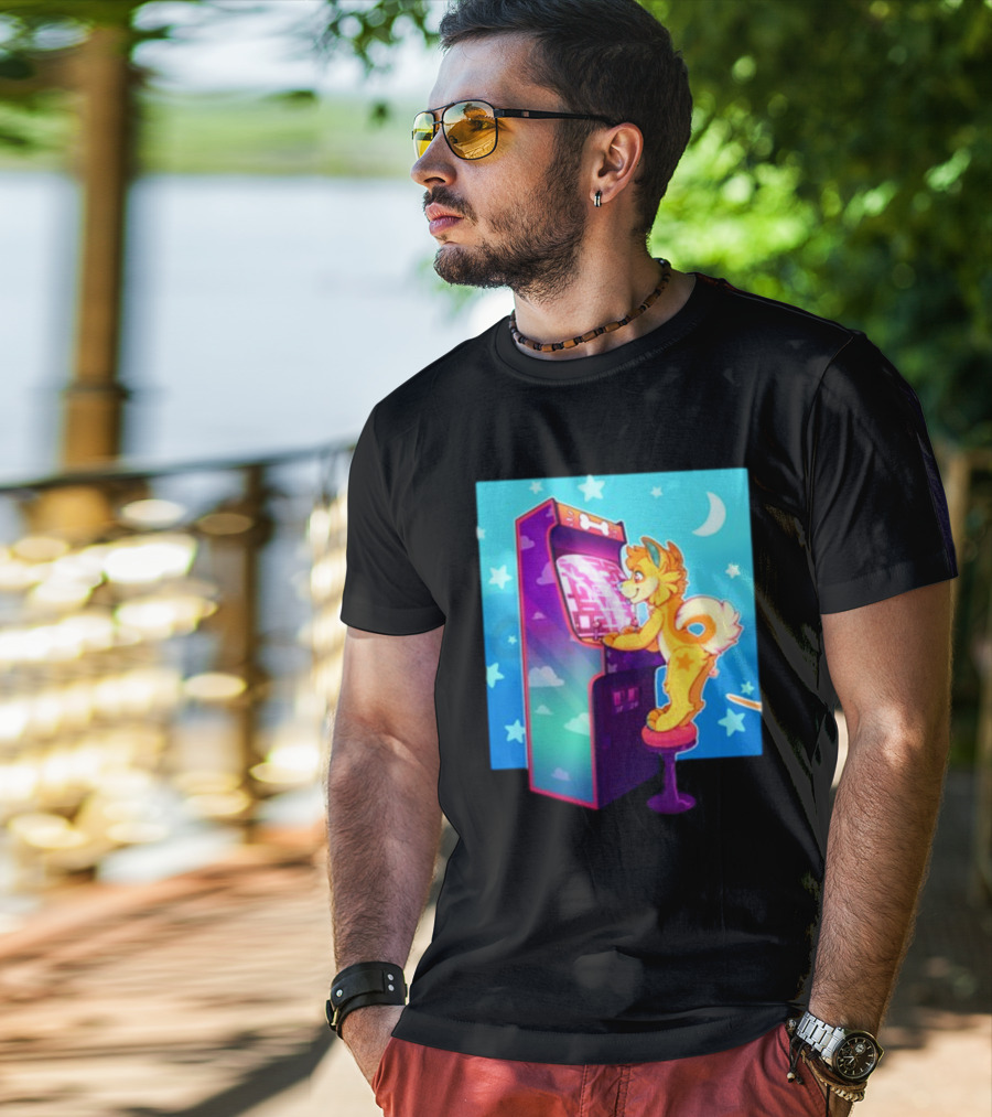 Drackypoof Arcade Pupper Retro Night Gaming T-Shirt