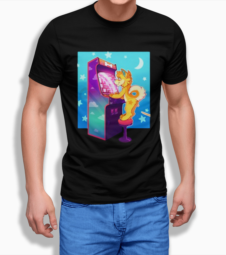 Drackypoof Arcade Pupper Retro Night Gaming T-Shirt