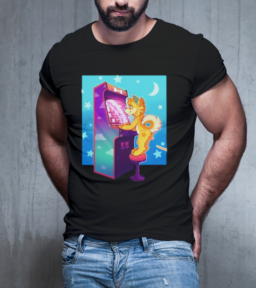 Drackypoof Arcade Pupper Retro Night Gaming T-Shirt