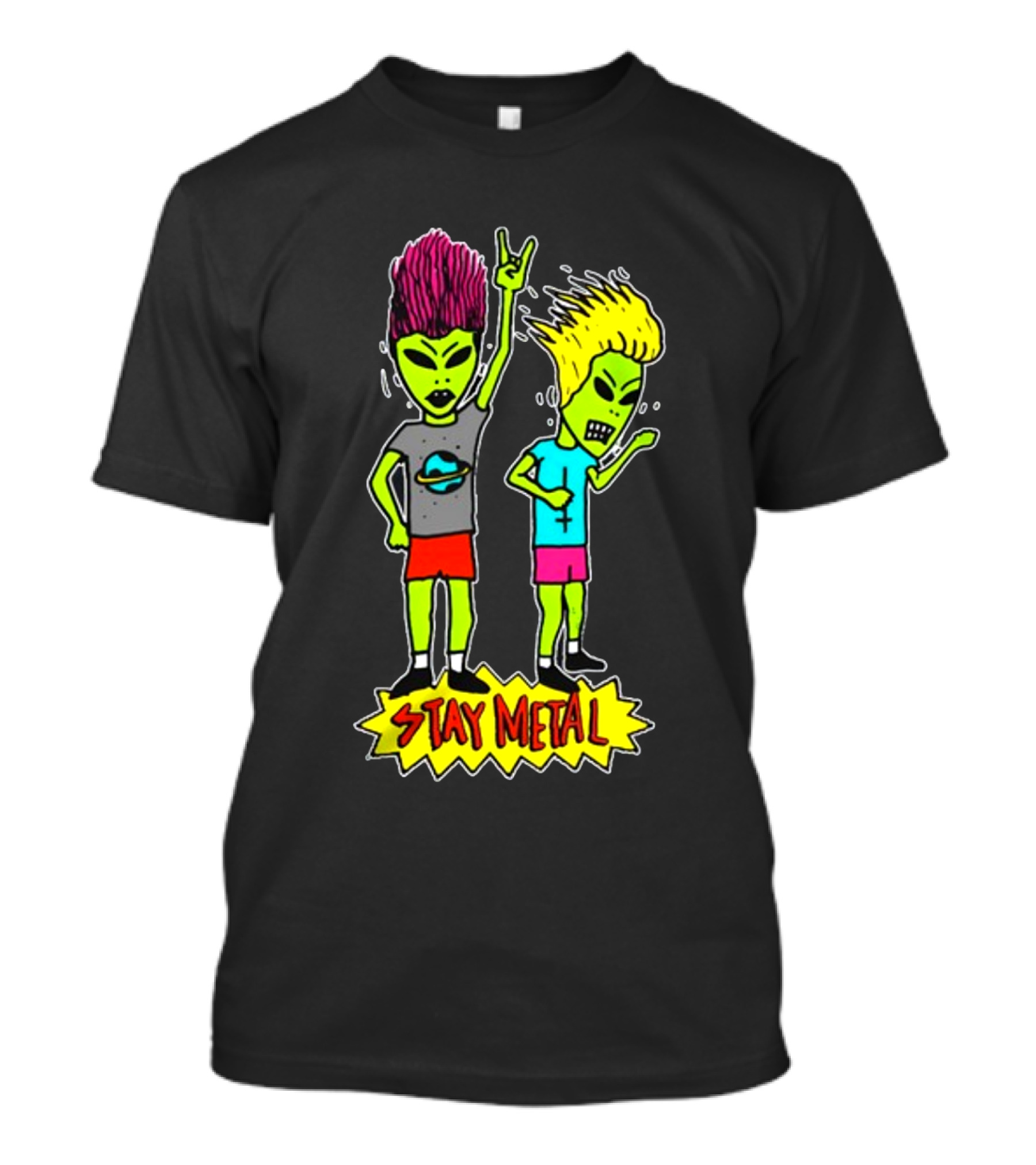 Teen Hearts Green Aliens Stay Metal Mohawk T-Shirt