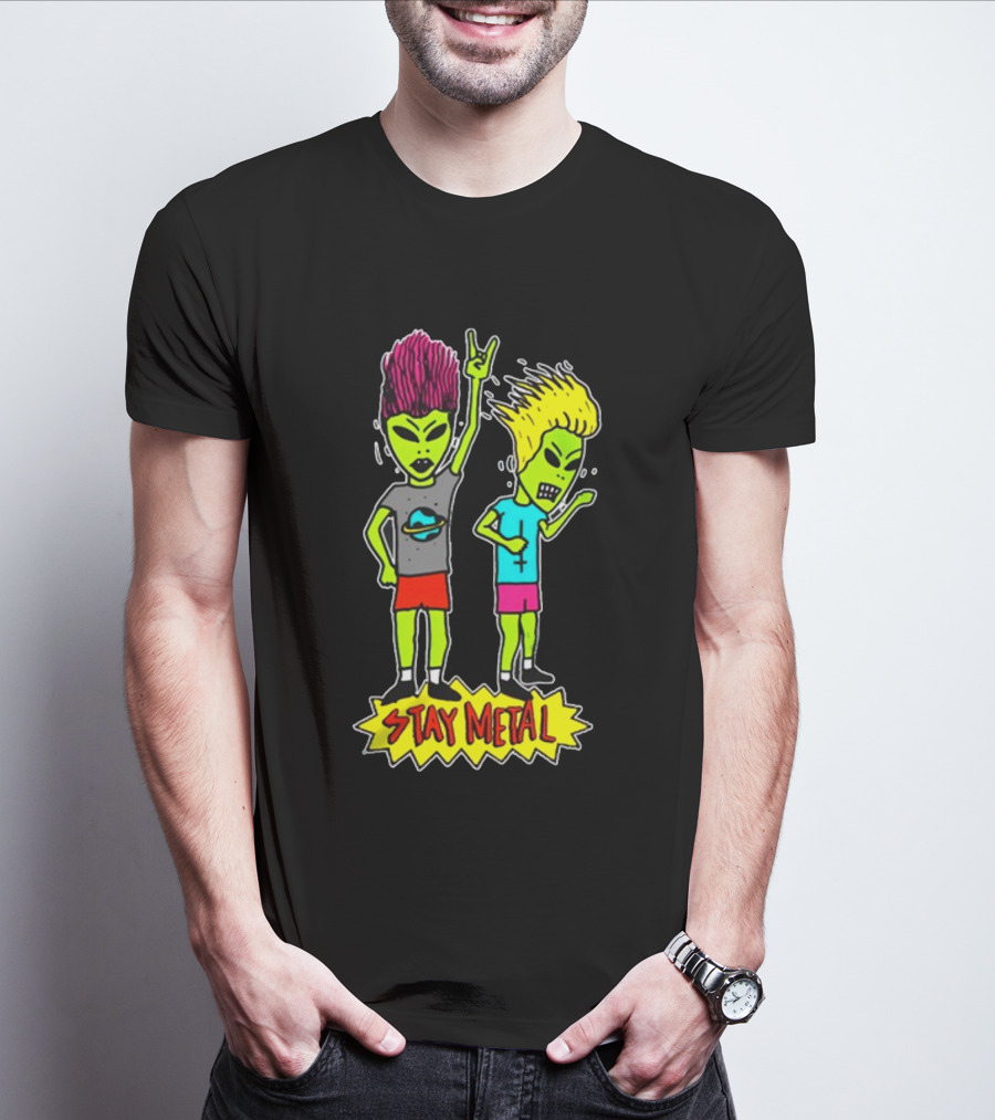 Teen Hearts Green Aliens Stay Metal Mohawk T-Shirt