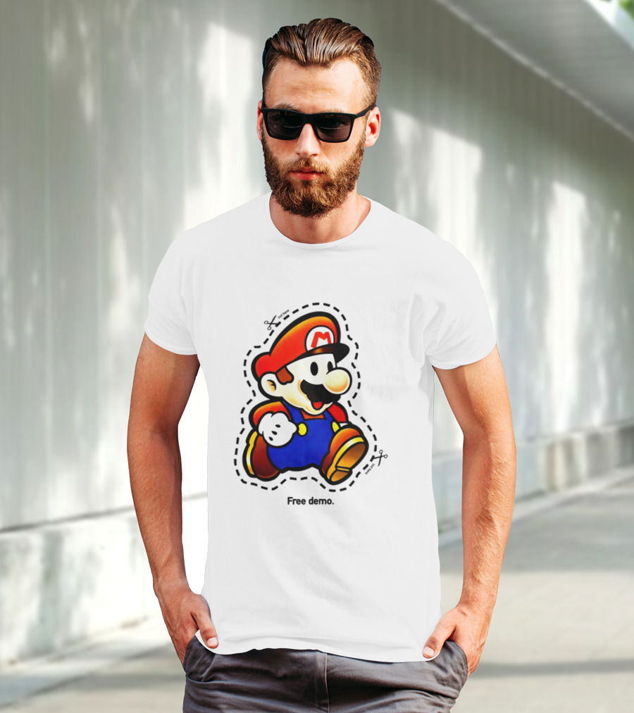 Mario Free Demo Adventure Icon With Cutout Outline T-Shirt