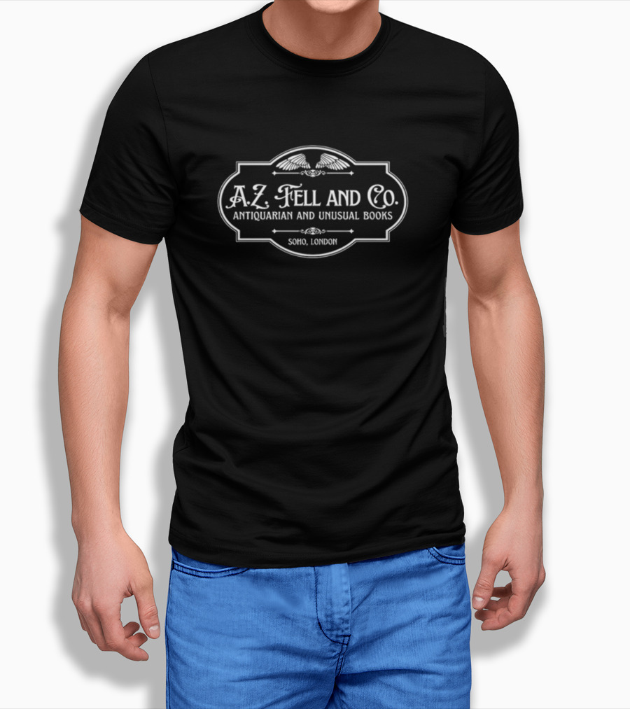A.Z Fell And Co Antiquarian And Unusual Books Soho London Good Omens Wings T-Shirt