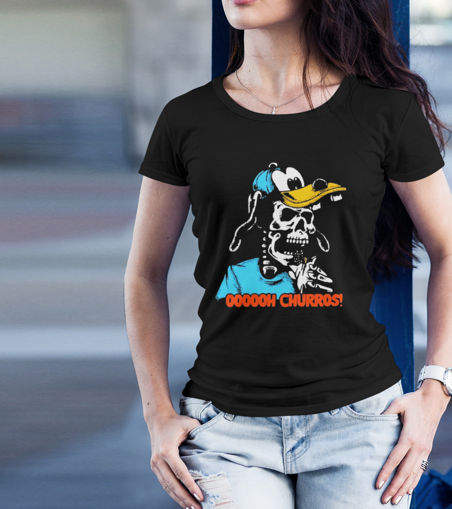 Oooooh Churros Skeleton Dog Character Eating Snack T-Shirt