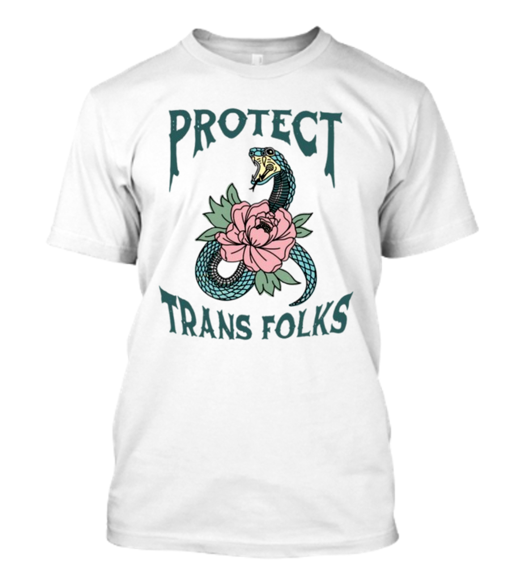 Protect Trans Folks Snake And Flower Transfigureprint T-Shirt