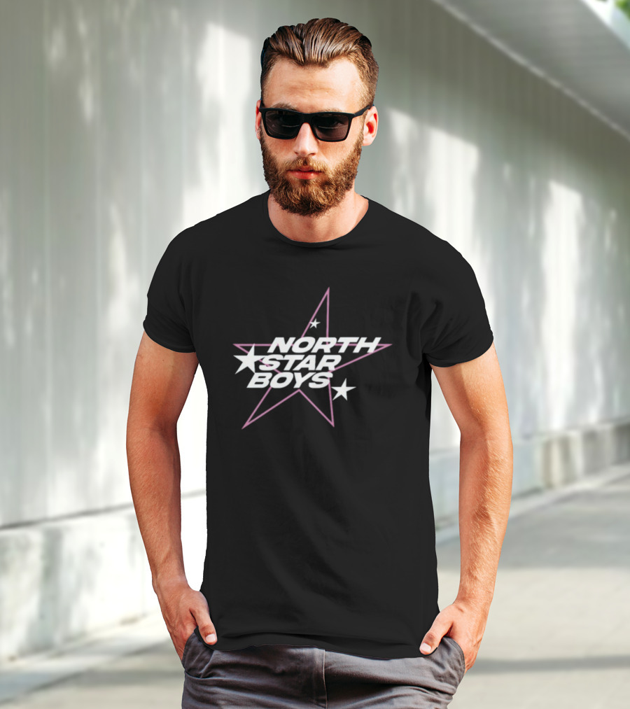 North Star Boys Pink And White Star T-Shirt