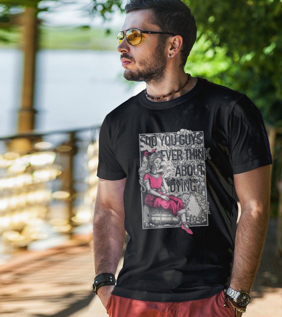 Punkwithacamera Do You Guys Ever Think About Dying Retro Cartoon Character With Atomic Explosion T-Shirt