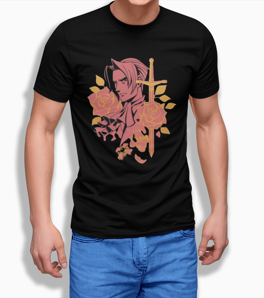 Fangamer King Of Prosecutors Miles Edgeworth Roses Sword Medallion T-Shirt