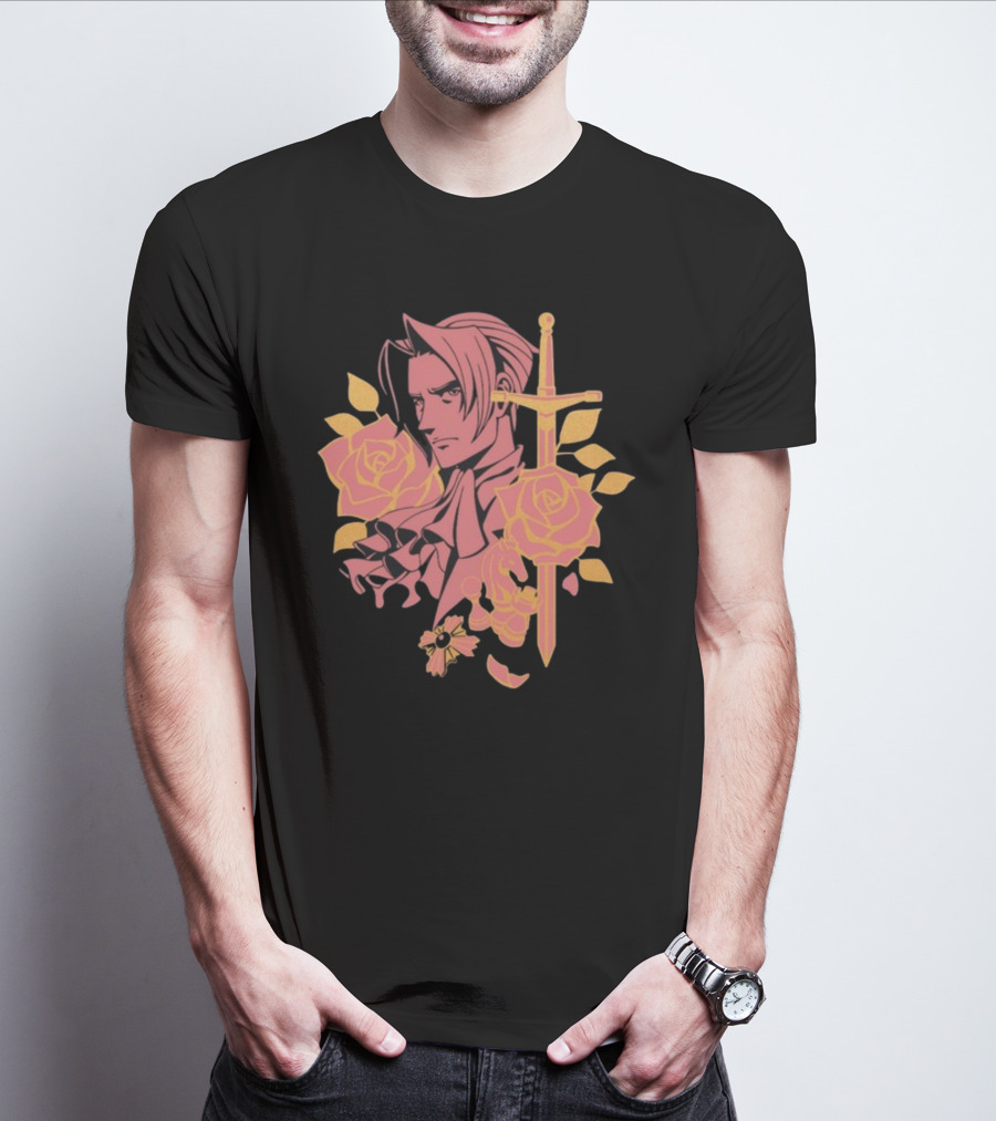 Fangamer King Of Prosecutors Miles Edgeworth Roses Sword Medallion T-Shirt