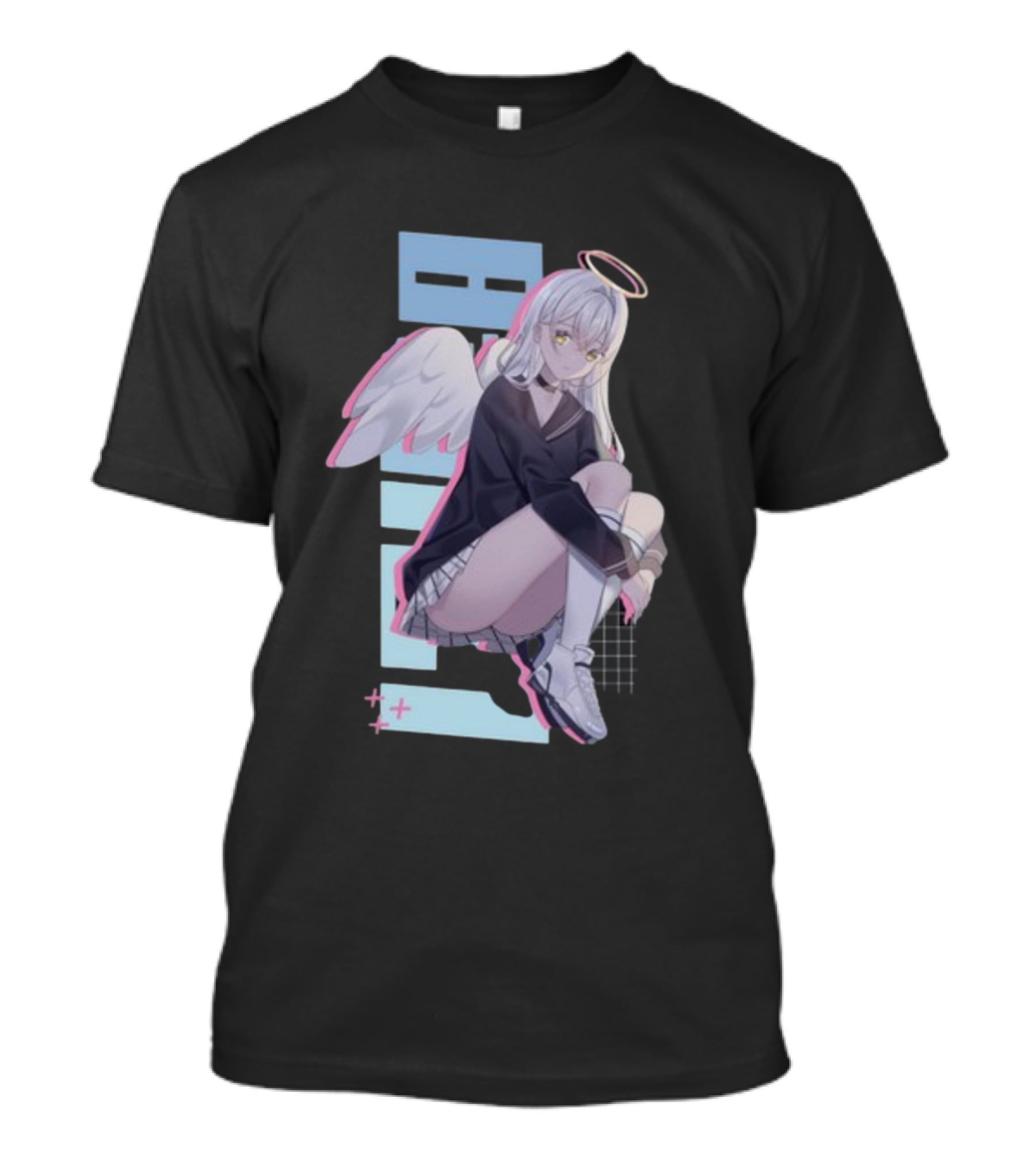 Elise Angel Wings Halo Checkered Skirt Anime T-Shirt