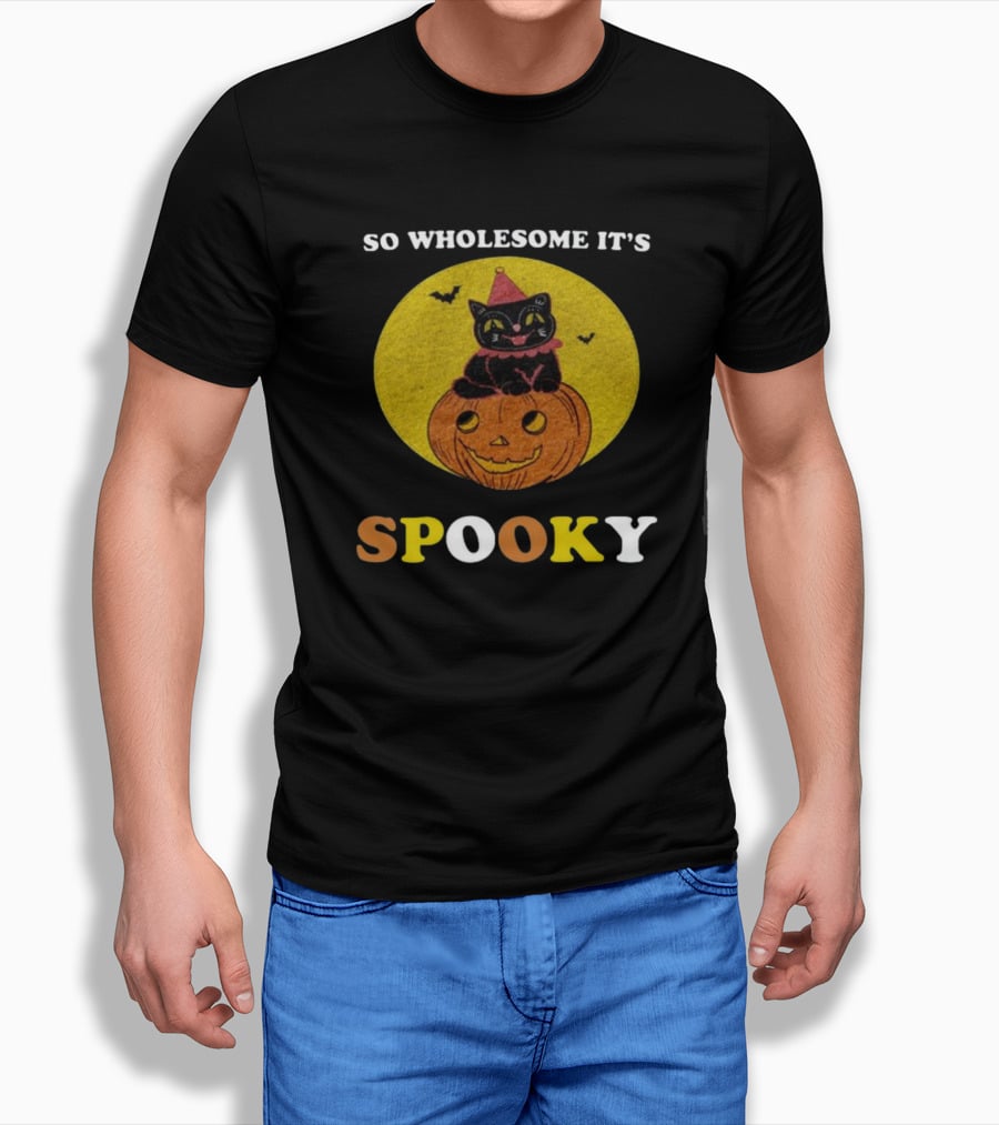 So Wholesome It's Spooky Black Cat Jack-o'-Lantern Halloween T-Shirt
