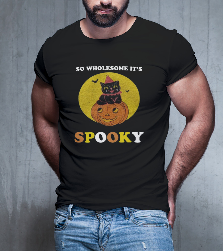 So Wholesome It's Spooky Black Cat Jack-o'-Lantern Halloween T-Shirt