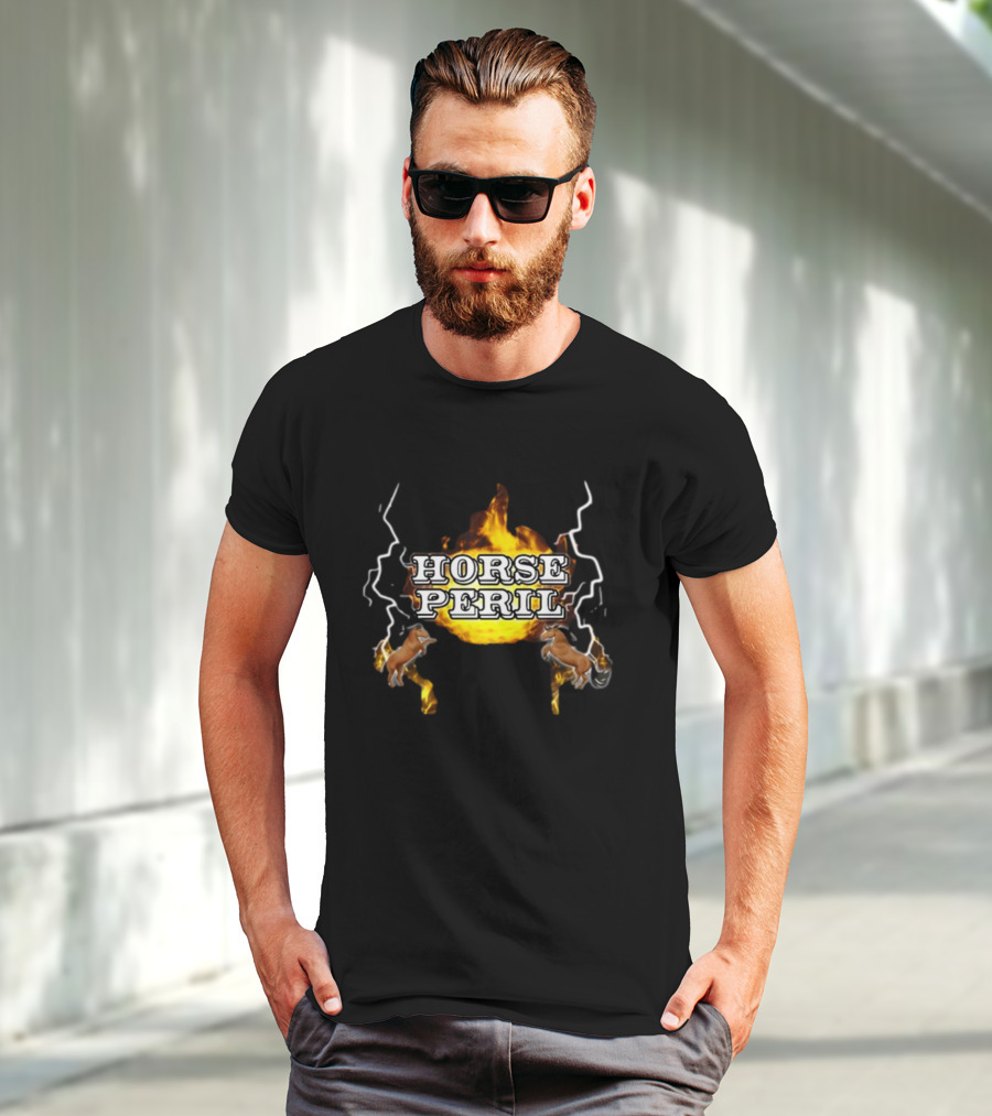 Horse Peril Flames And Lightning With Horses T-Shirt