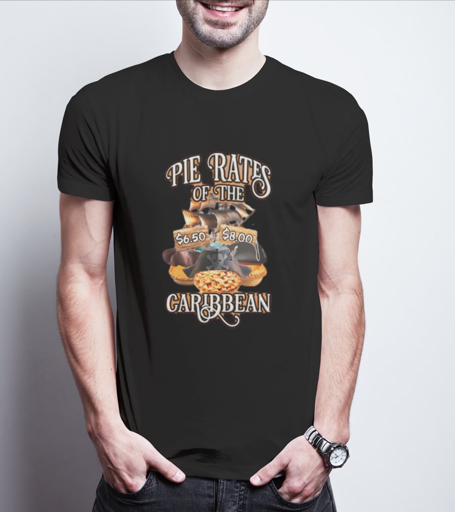 Pie Rates Of The Caribbean $6.50 $8.00 Pirate Hat And Ship Adventure T-Shirt