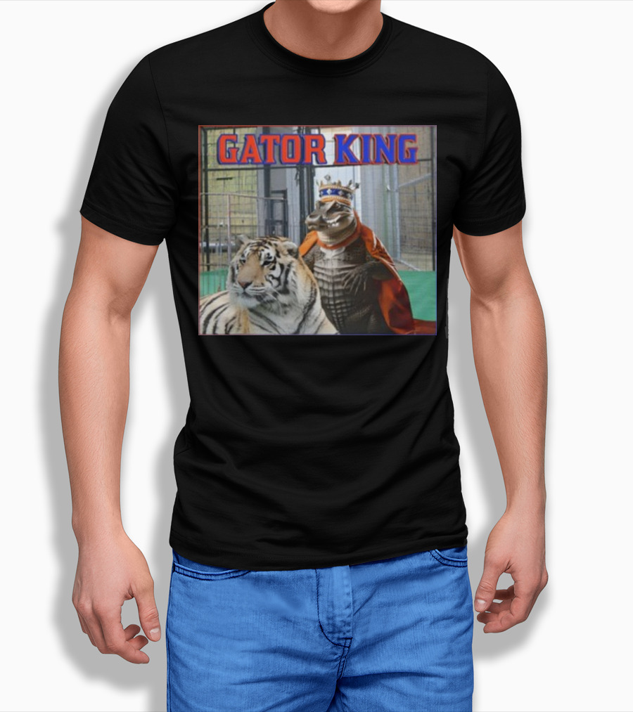 Gator King Crowned Alligator With Tiger T-Shirt