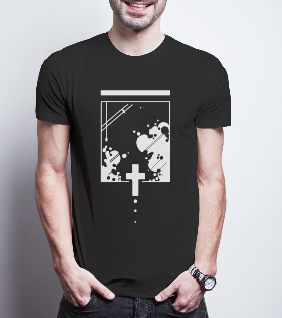 Kuro Casual Drip Infusion Symbol With Cross T-Shirt