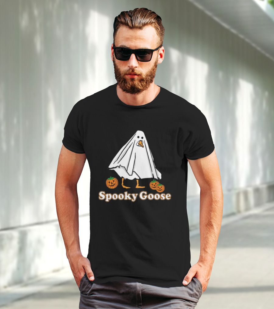 Spooky Goose Ghost Costume With Pumpkins T-Shirt