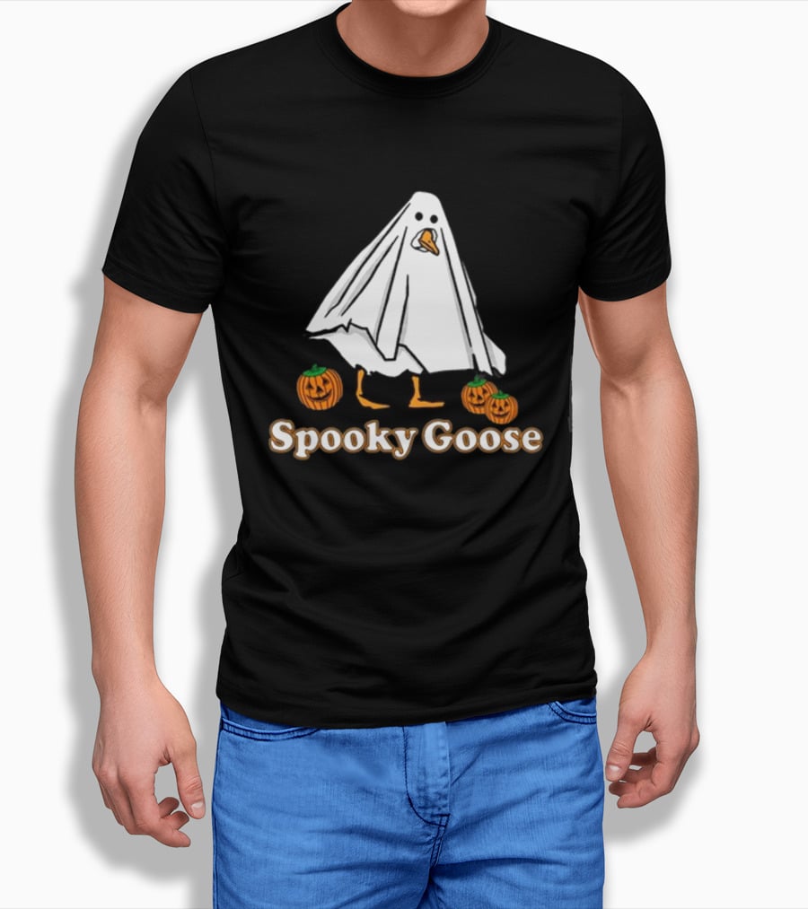 Spooky Goose Ghost Costume With Pumpkins T-Shirt