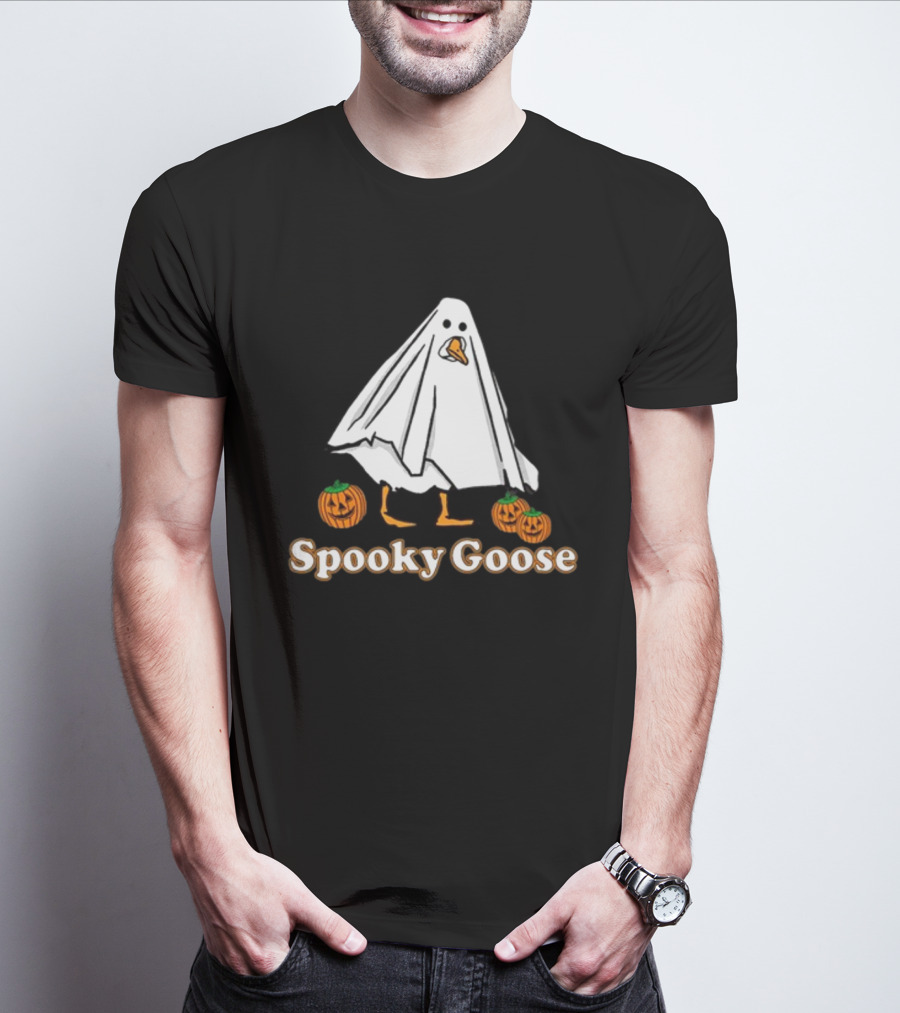 Spooky Goose Ghost Costume With Pumpkins T-Shirt