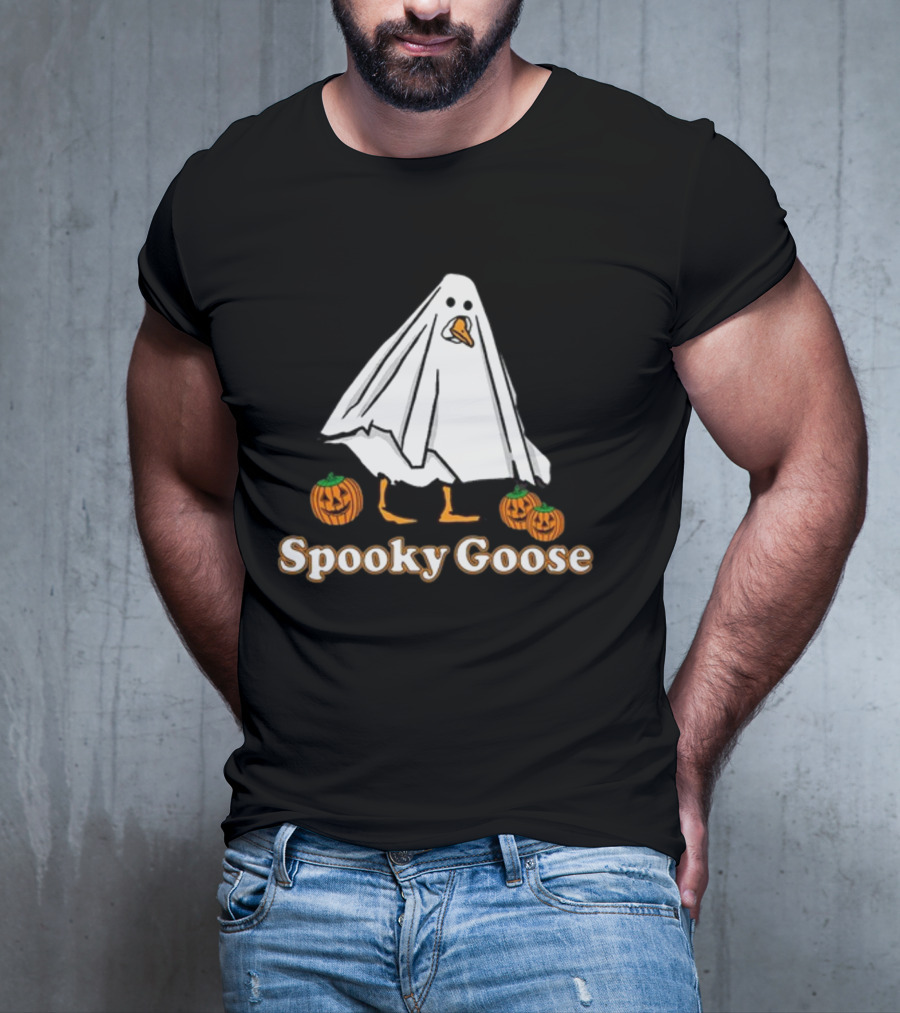 Spooky Goose Ghost Costume With Pumpkins T-Shirt