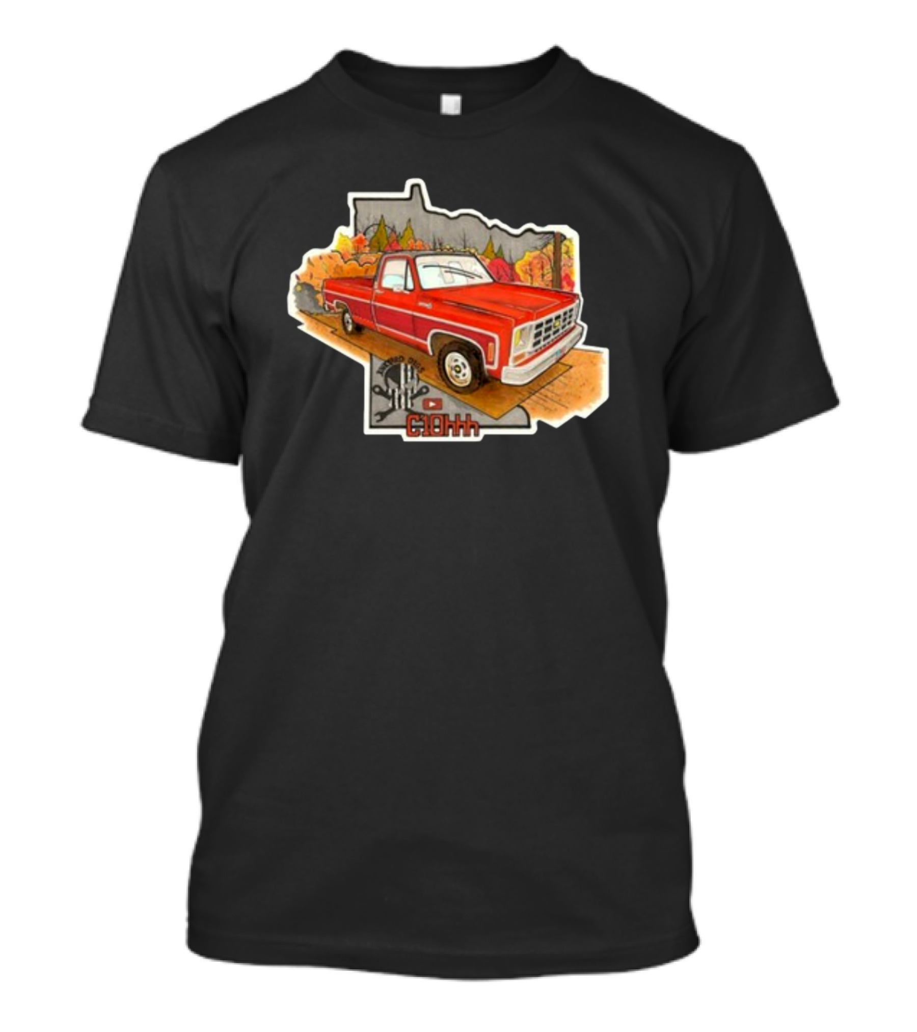C1ohhh Junkyera Digs Vintage Red Pickup Truck Scenic Autumn Background Classic T-Shirt