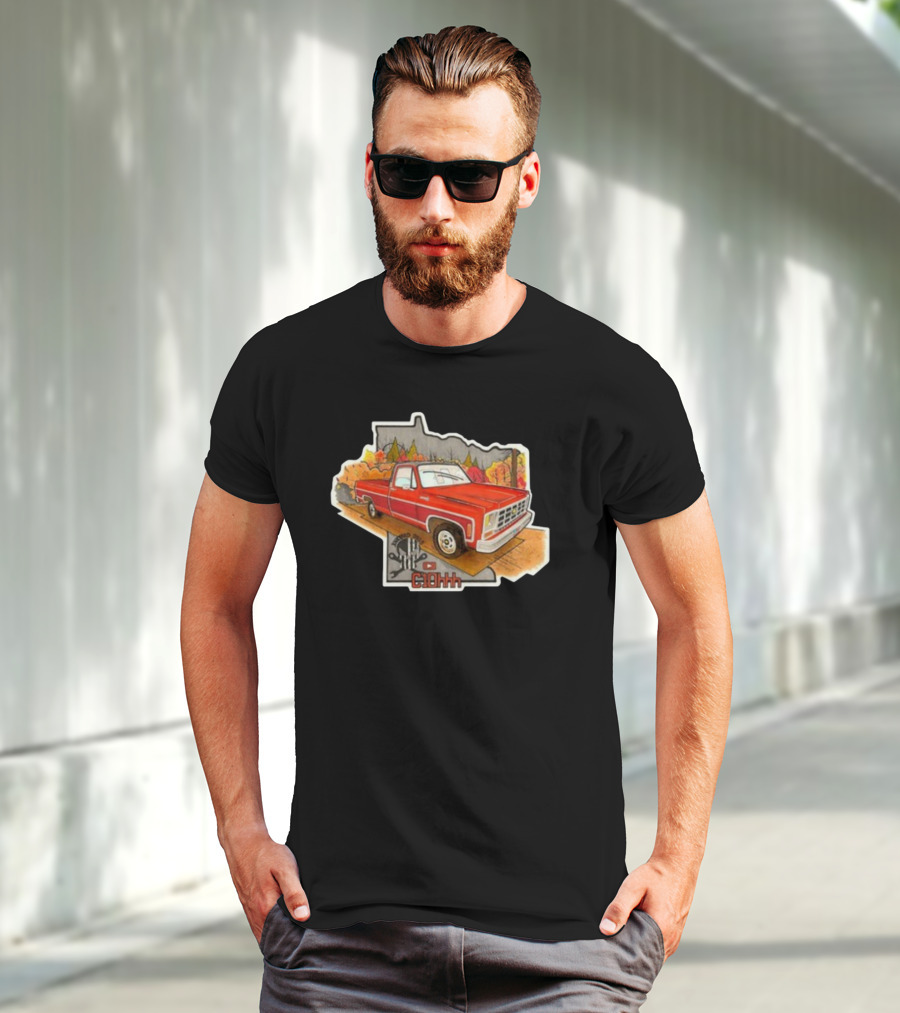 C1ohhh Junkyera Digs Vintage Red Pickup Truck Scenic Autumn Background Classic T-Shirt