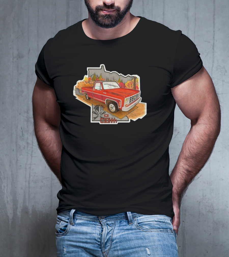 C1ohhh Junkyera Digs Vintage Red Pickup Truck Scenic Autumn Background Classic T-Shirt