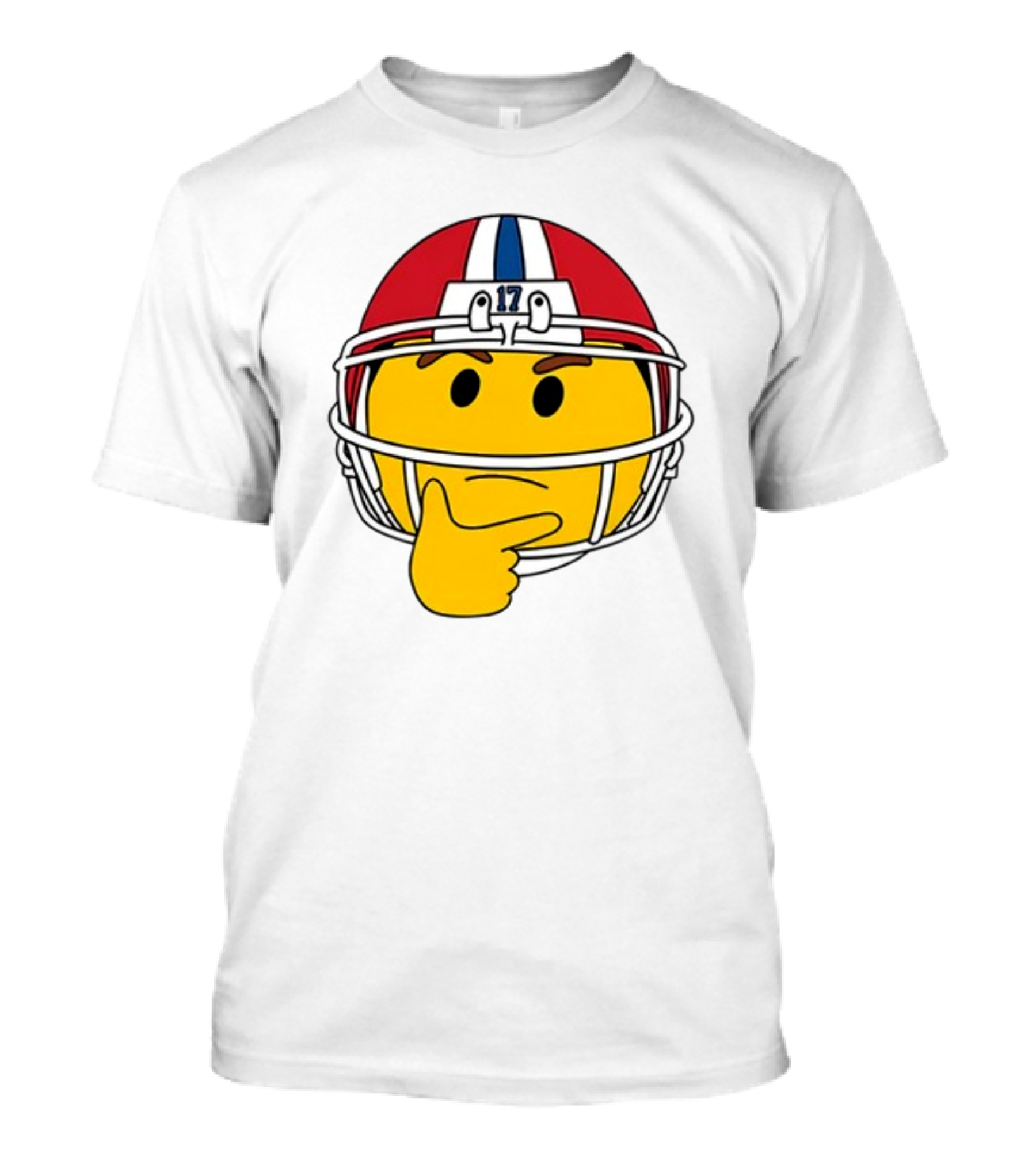Hmm Moji Curious Thinking Face Football Helmet Red White Blue 17 T-Shirt