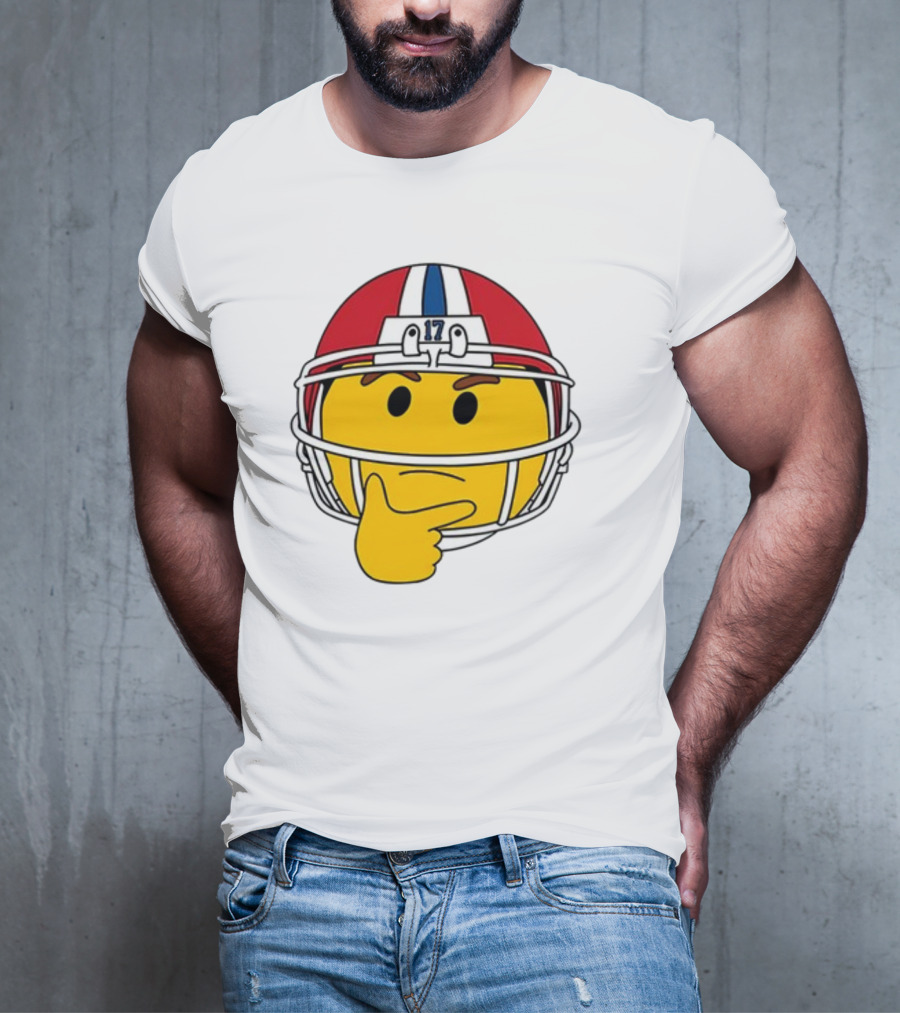 Hmm Moji Curious Thinking Face Football Helmet Red White Blue 17 T-Shirt