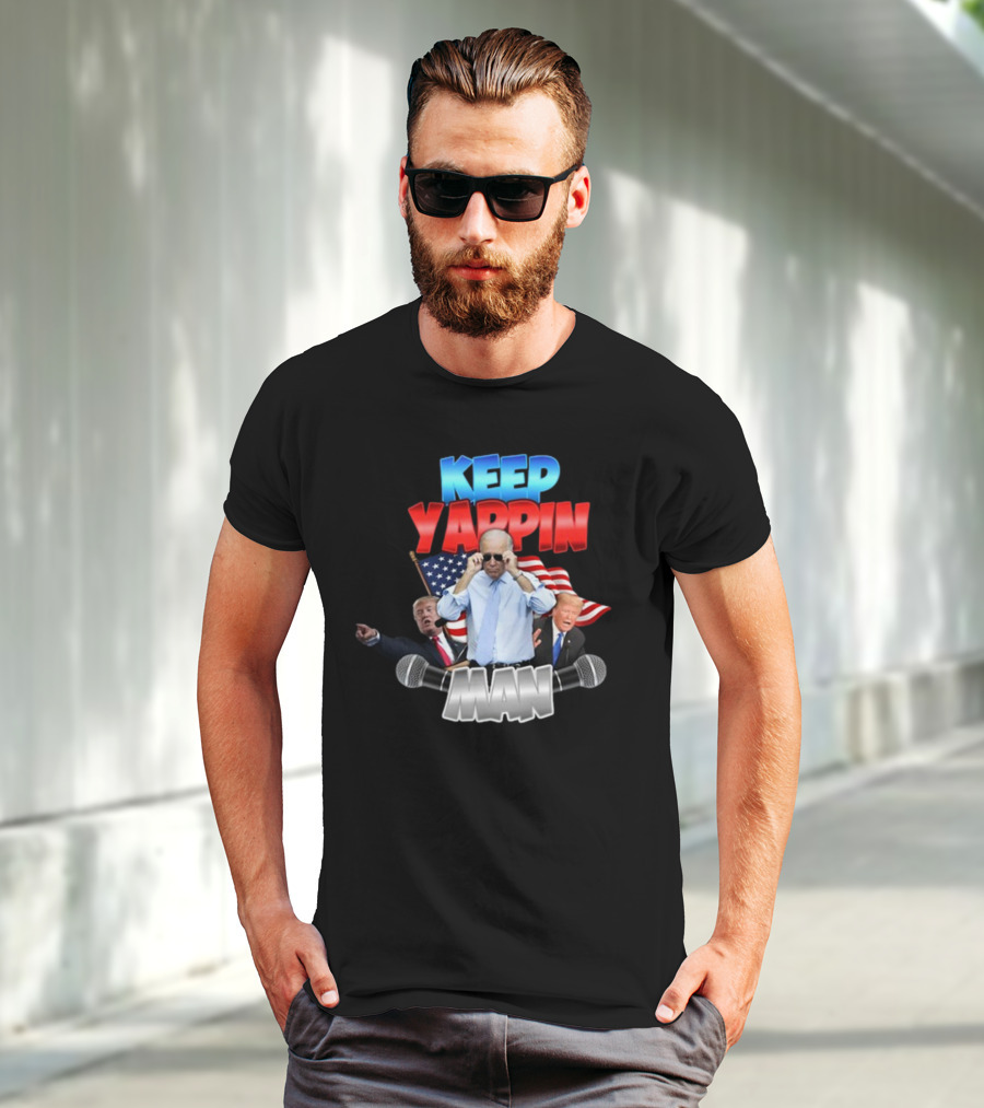 Keep Yappin Man American Flag Microphone Design By Designedbytheboys T-Shirt