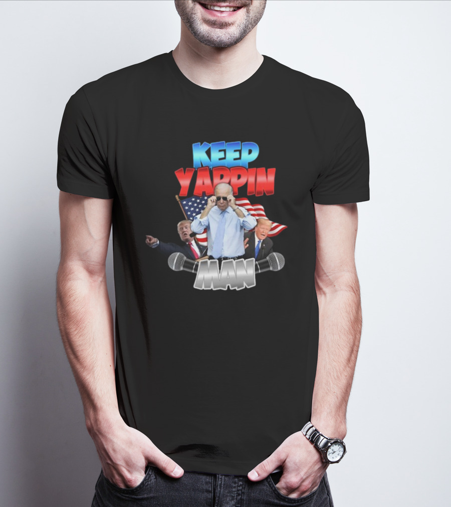 Keep Yappin Man American Flag Microphone Design By Designedbytheboys T-Shirt