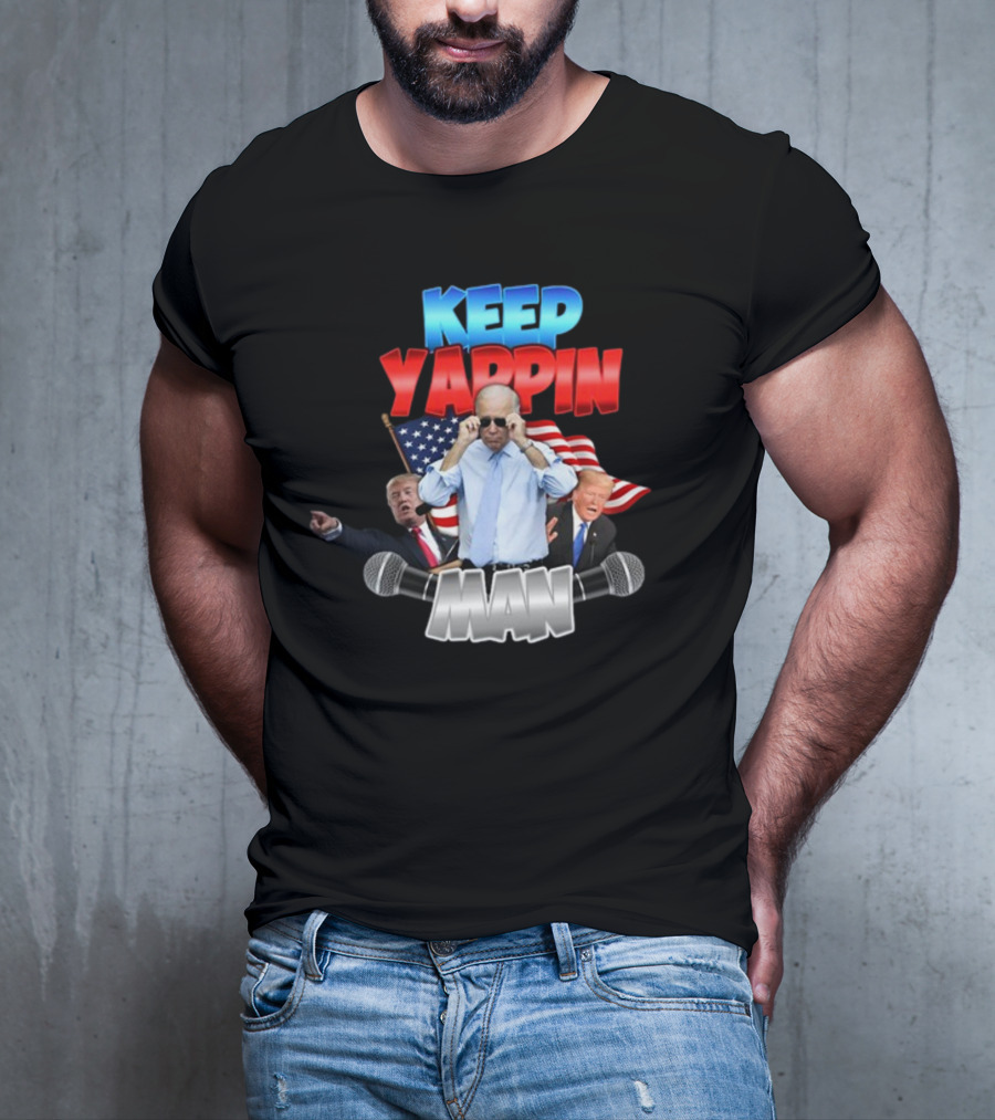 Keep Yappin Man American Flag Microphone Design By Designedbytheboys T-Shirt