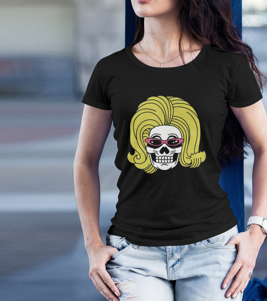 Juno Birch Death Skull Blonde Wig Pink Sunglasses T-Shirt