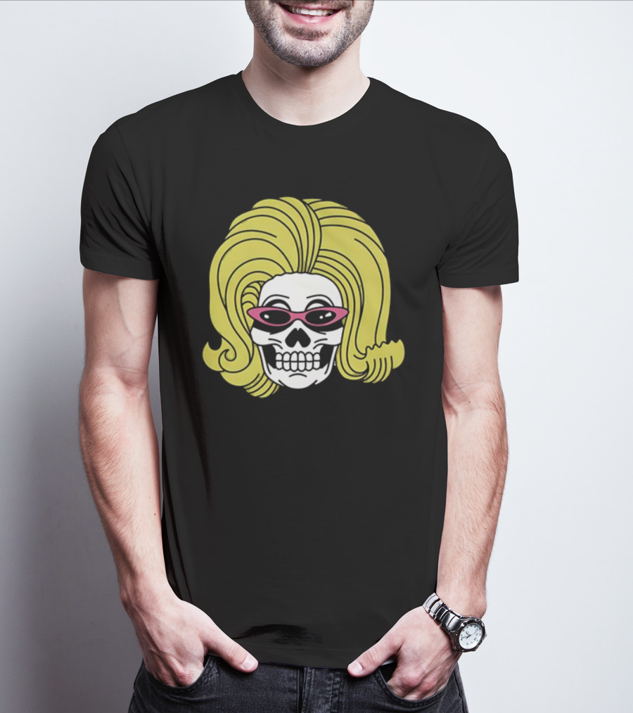 Juno Birch Death Skull Blonde Wig Pink Sunglasses T-Shirt