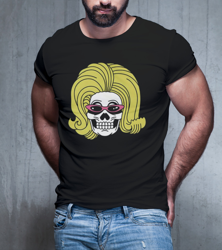 Juno Birch Death Skull Blonde Wig Pink Sunglasses T-Shirt