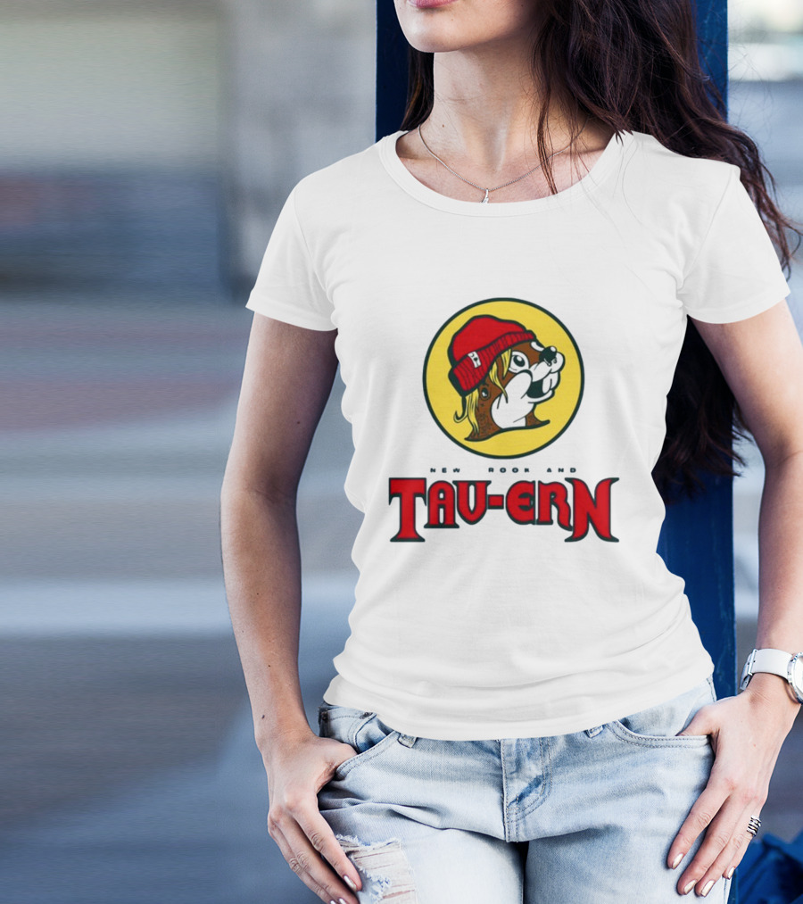 New Brookland Tavern Buc-Ees Nbt Logo With Red Hat Mascot T-Shirt