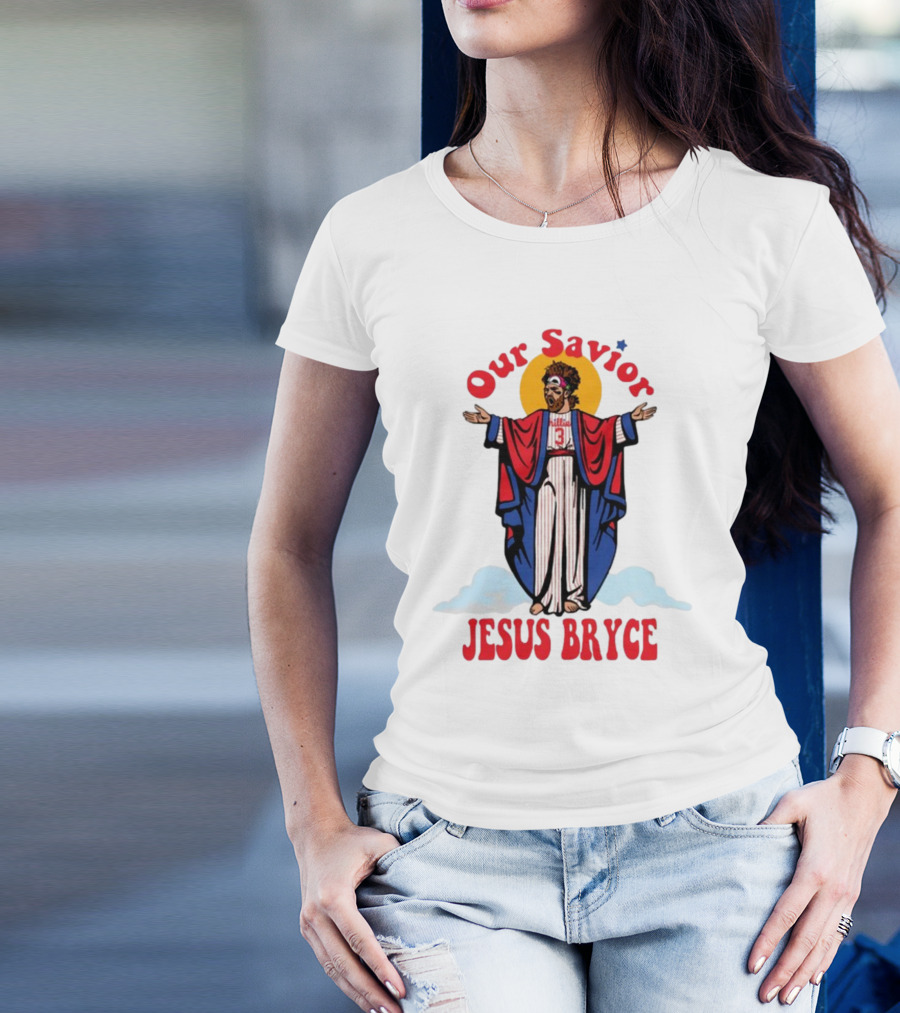 Our Savior Jesus Bryce Illustrated In Baseball Robes T-Shirt