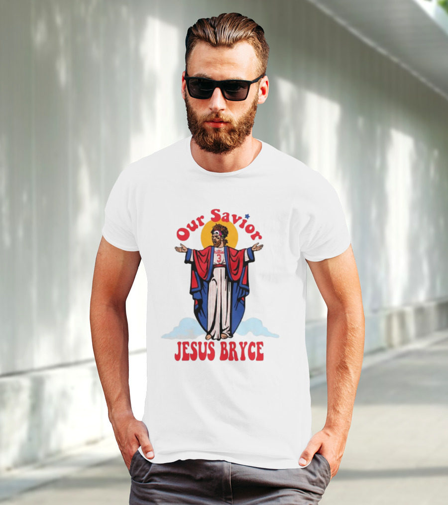 Our Savior Jesus Bryce Illustrated In Baseball Robes T-Shirt