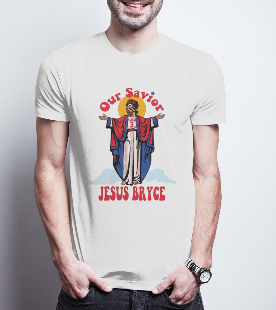 Our Savior Jesus Bryce Illustrated In Baseball Robes T-Shirt