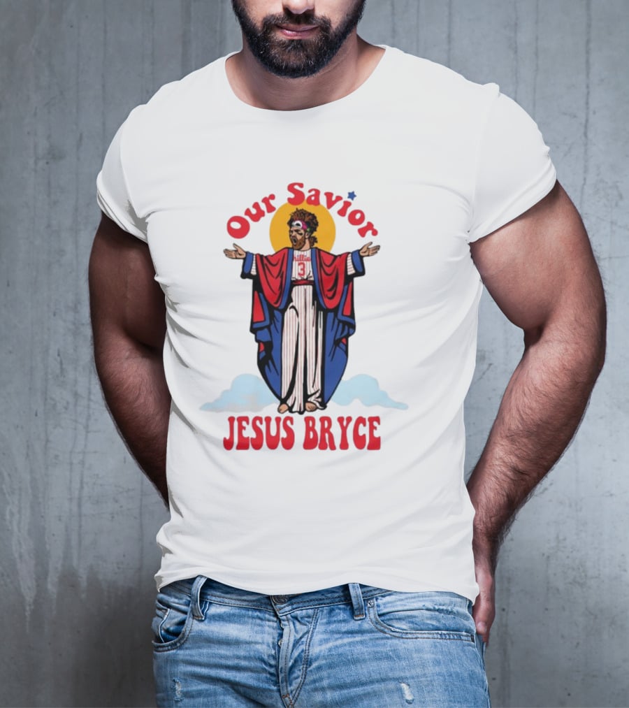 Our Savior Jesus Bryce Illustrated In Baseball Robes T-Shirt