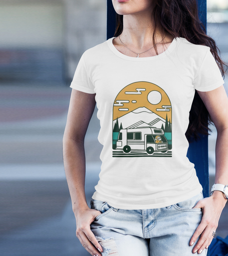 Cdawgva Road Trippin Camper Adventure Under A Mountain Sunrise T-Shirt