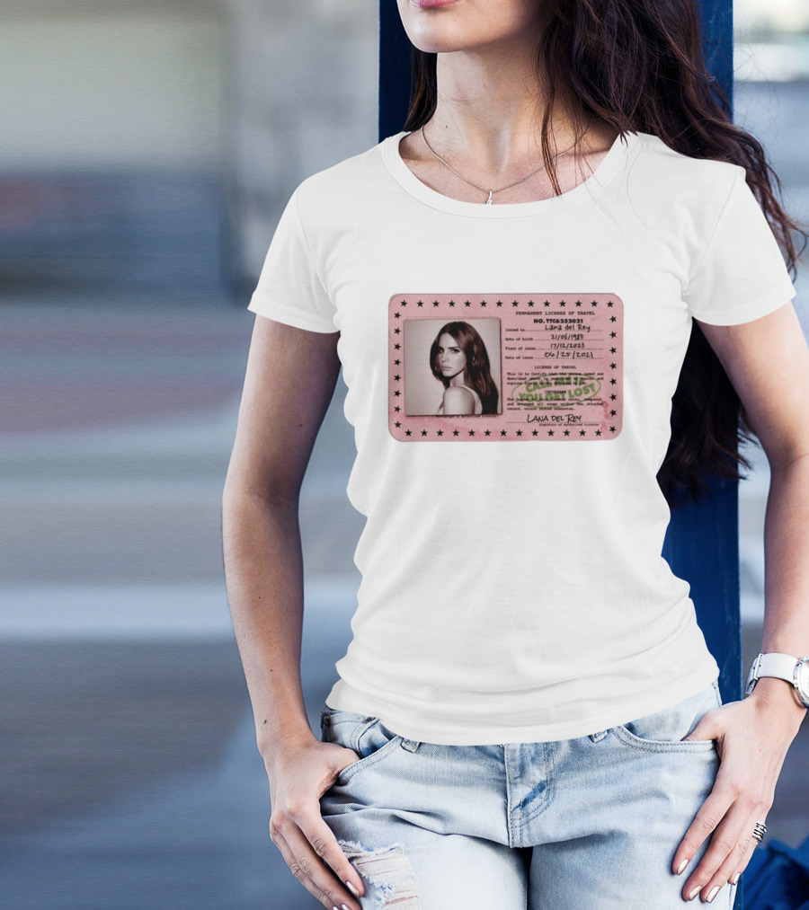 Permanent License Of Travel Lana Del Rey Id Card Stars T-Shirt