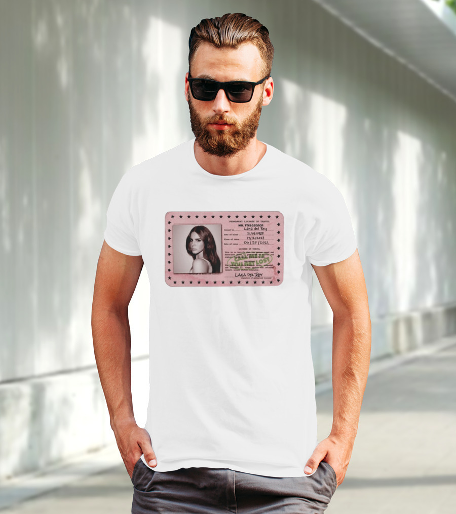 Permanent License Of Travel Lana Del Rey Id Card Stars T-Shirt