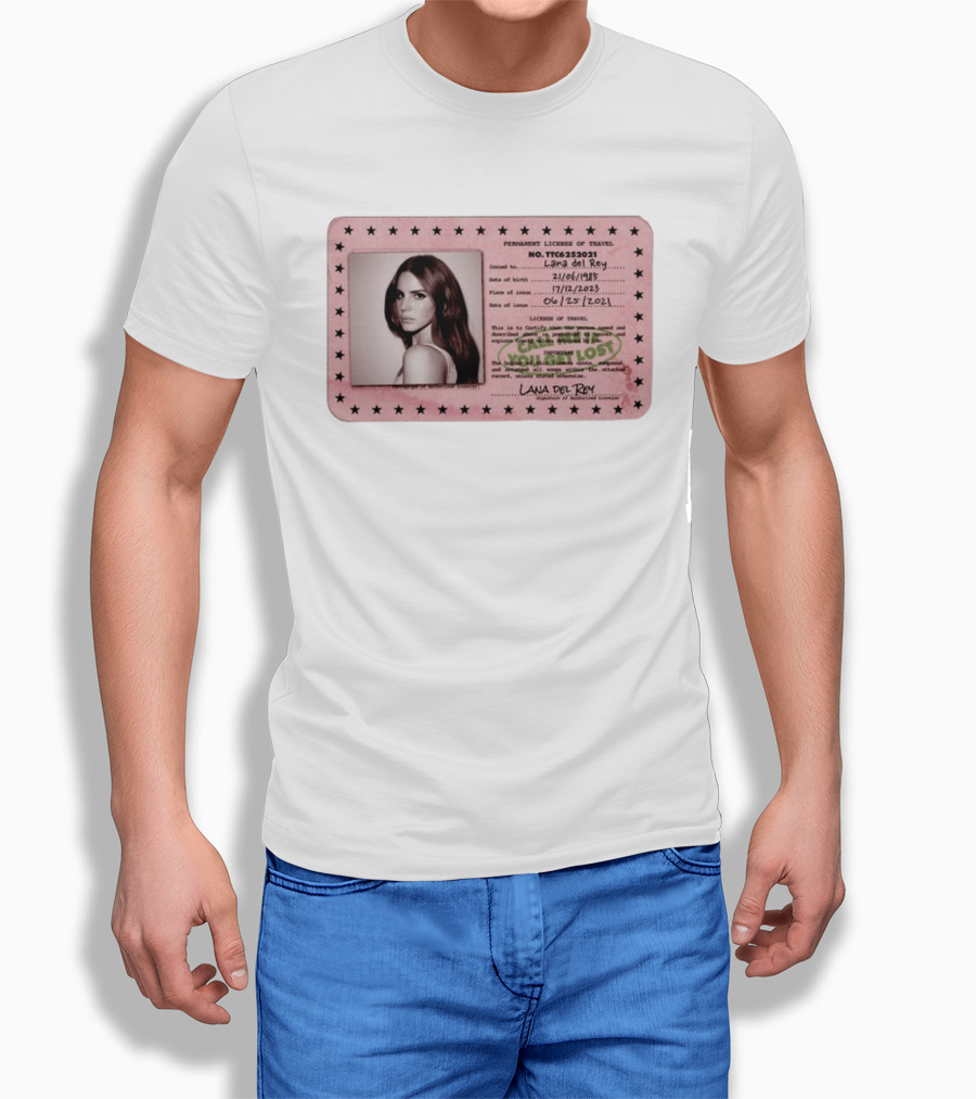 Permanent License Of Travel Lana Del Rey Id Card Stars T-Shirt