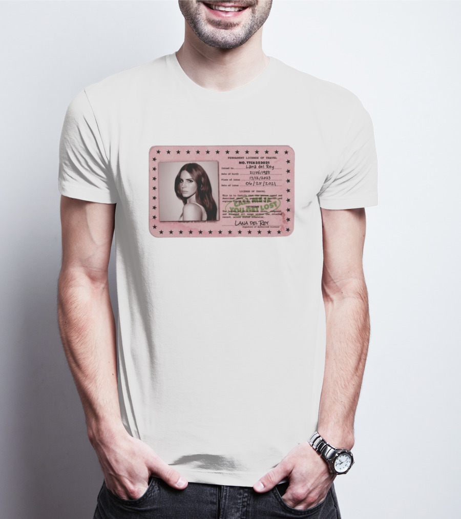 Permanent License Of Travel Lana Del Rey Id Card Stars T-Shirt